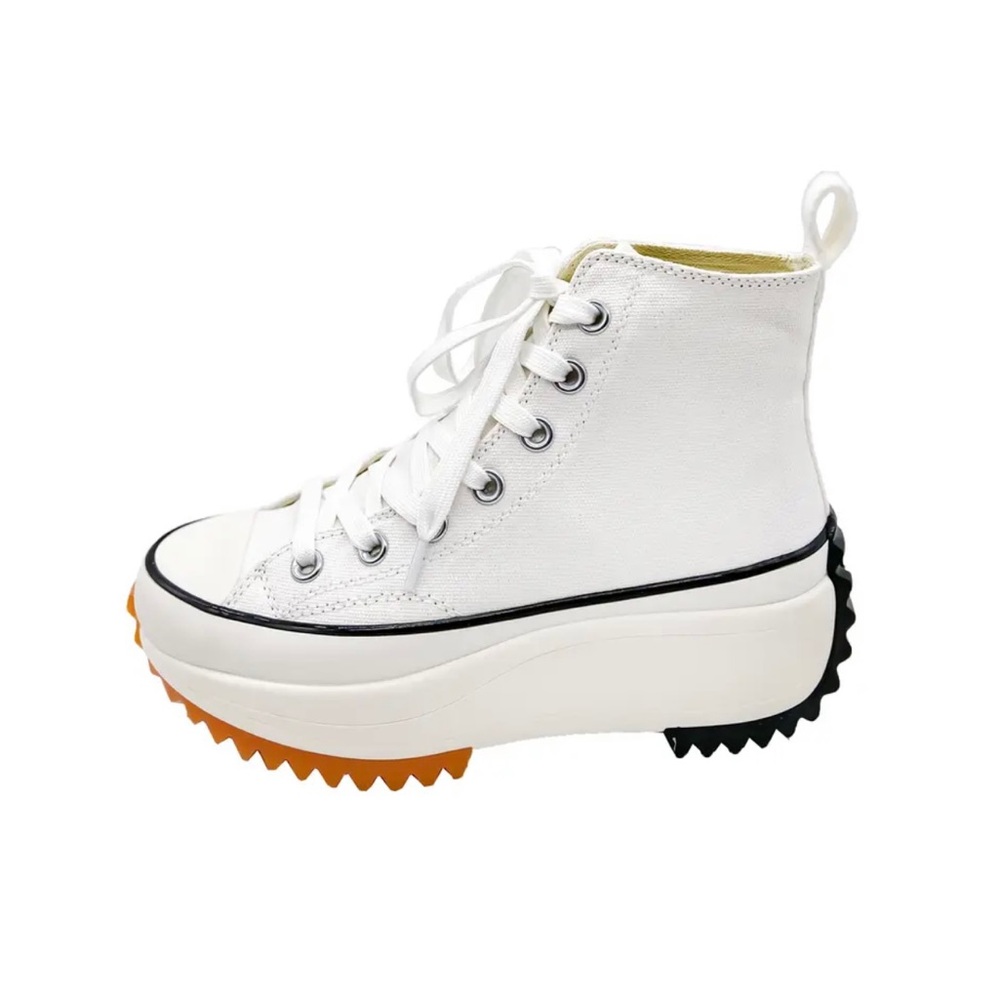 high canvas white fashion sneakers
